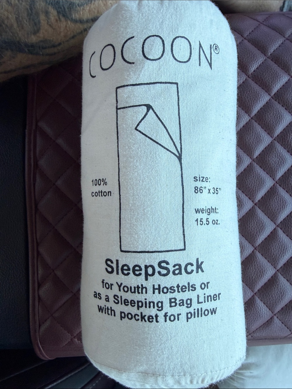 SleepSack Cotton Liner in White - Lightweight Sleeping Bag Liner